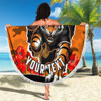 Personalized Wests Tigers ANZAC Tribute Beach Blanket Poppy Field Soldier Silhouette Aboriginal Rugby Mascot