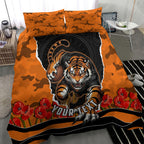 Personalized Wests Tigers ANZAC Tribute Bedding Set Poppy Field Soldier Silhouette Aboriginal Rugby Mascot