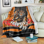 Personalized Wests Tigers ANZAC Tribute Blanket Poppy Field Soldier Silhouette Aboriginal Rugby Mascot