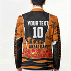 Personalized Wests Tigers ANZAC Tribute Blazer Poppy Field Soldier Silhouette Aboriginal Rugby Mascot