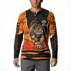Personalized Wests Tigers ANZAC Tribute Button Sweatshirt Poppy Field Soldier Silhouette Aboriginal Rugby Mascot