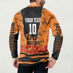 Personalized Wests Tigers ANZAC Tribute Button Sweatshirt Poppy Field Soldier Silhouette Aboriginal Rugby Mascot
