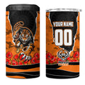 Personalized Wests Tigers ANZAC Tribute 4 in 1 Can Cooler Tumbler Poppy Field Soldier Silhouette Aboriginal Rugby Mascot