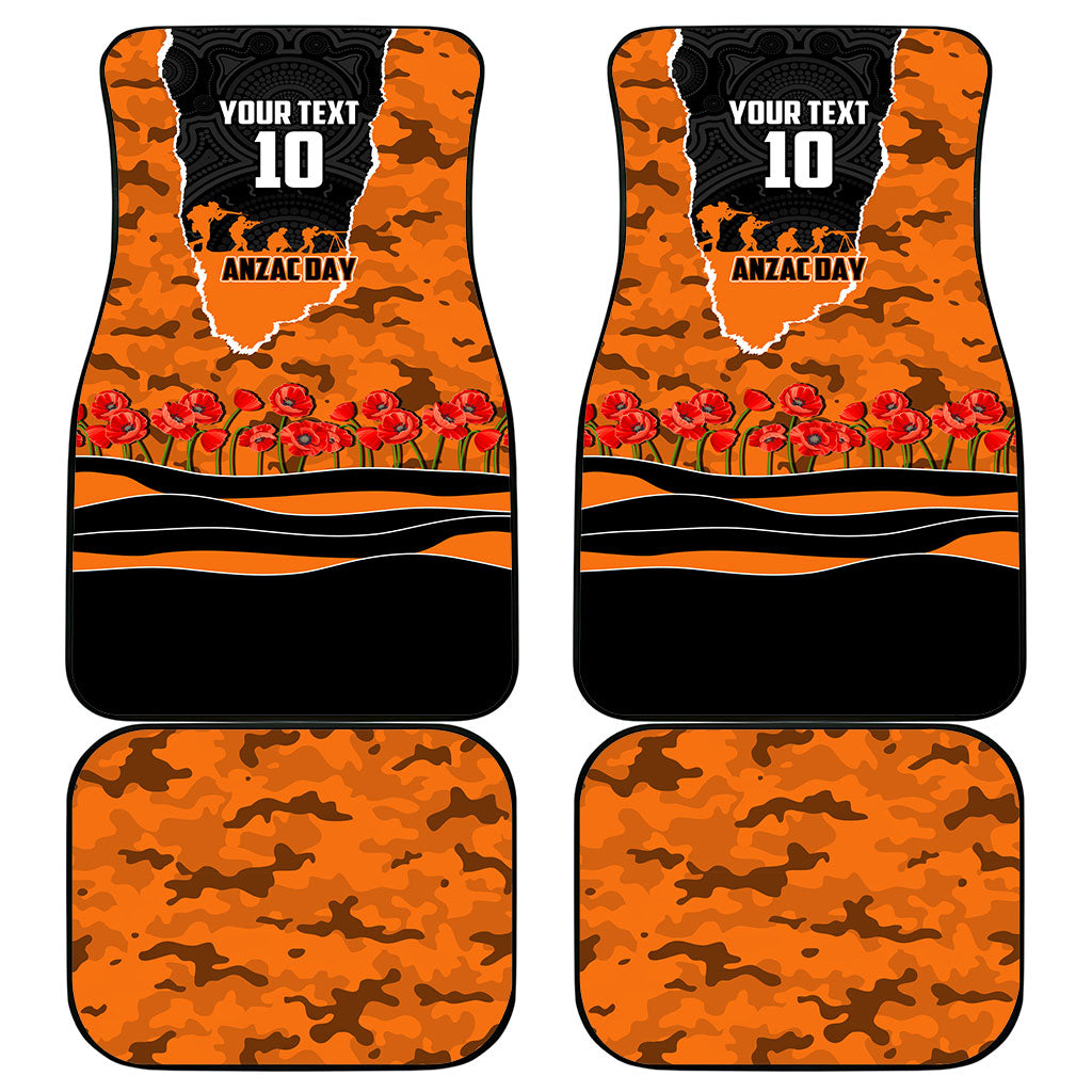 Personalized Wests Tigers ANZAC Tribute Car Mats Poppy Field Soldier Silhouette Aboriginal Rugby Mascot