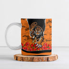Personalized Wests Tigers ANZAC Tribute Ceramic Mug Poppy Field Soldier Silhouette Aboriginal Rugby Mascot
