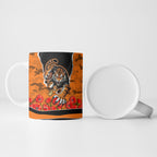 Personalized Wests Tigers ANZAC Tribute Ceramic Mug Poppy Field Soldier Silhouette Aboriginal Rugby Mascot