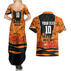 Personalized Wests Tigers ANZAC Tribute Couples Matching Summer Maxi Dress and Hawaiian Shirt Poppy Field Soldier Silhouette Aboriginal Rugby Mascot