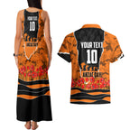 Personalized Wests Tigers ANZAC Tribute Couples Matching Tank Maxi Dress and Hawaiian Shirt Poppy Field Soldier Silhouette Aboriginal Rugby Mascot