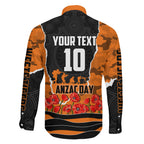 Personalized Wests Tigers ANZAC Tribute Family Matching Long Sleeve Bodycon Dress and Hawaiian Shirt Poppy Field Soldier Silhouette Aboriginal Rugby Mascot