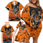 Personalized Wests Tigers ANZAC Tribute Family Matching Off Shoulder Short Dress and Hawaiian Shirt Poppy Field Soldier Silhouette Aboriginal Rugby Mascot