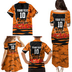 Personalized Wests Tigers ANZAC Tribute Family Matching Puletasi and Hawaiian Shirt Poppy Field Soldier Silhouette Aboriginal Rugby Mascot