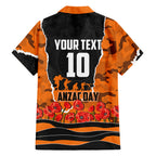 Personalized Wests Tigers ANZAC Tribute Family Matching Puletasi and Hawaiian Shirt Poppy Field Soldier Silhouette Aboriginal Rugby Mascot