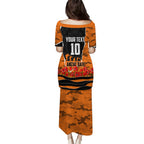 Personalized Wests Tigers ANZAC Tribute Family Matching Puletasi and Hawaiian Shirt Poppy Field Soldier Silhouette Aboriginal Rugby Mascot