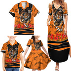 Personalized Wests Tigers ANZAC Tribute Family Matching Summer Maxi Dress and Hawaiian Shirt Poppy Field Soldier Silhouette Aboriginal Rugby Mascot
