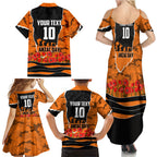 Personalized Wests Tigers ANZAC Tribute Family Matching Summer Maxi Dress and Hawaiian Shirt Poppy Field Soldier Silhouette Aboriginal Rugby Mascot