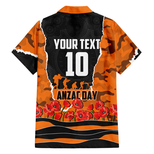 Personalized Wests Tigers ANZAC Tribute Family Matching Summer Maxi Dress and Hawaiian Shirt Poppy Field Soldier Silhouette Aboriginal Rugby Mascot