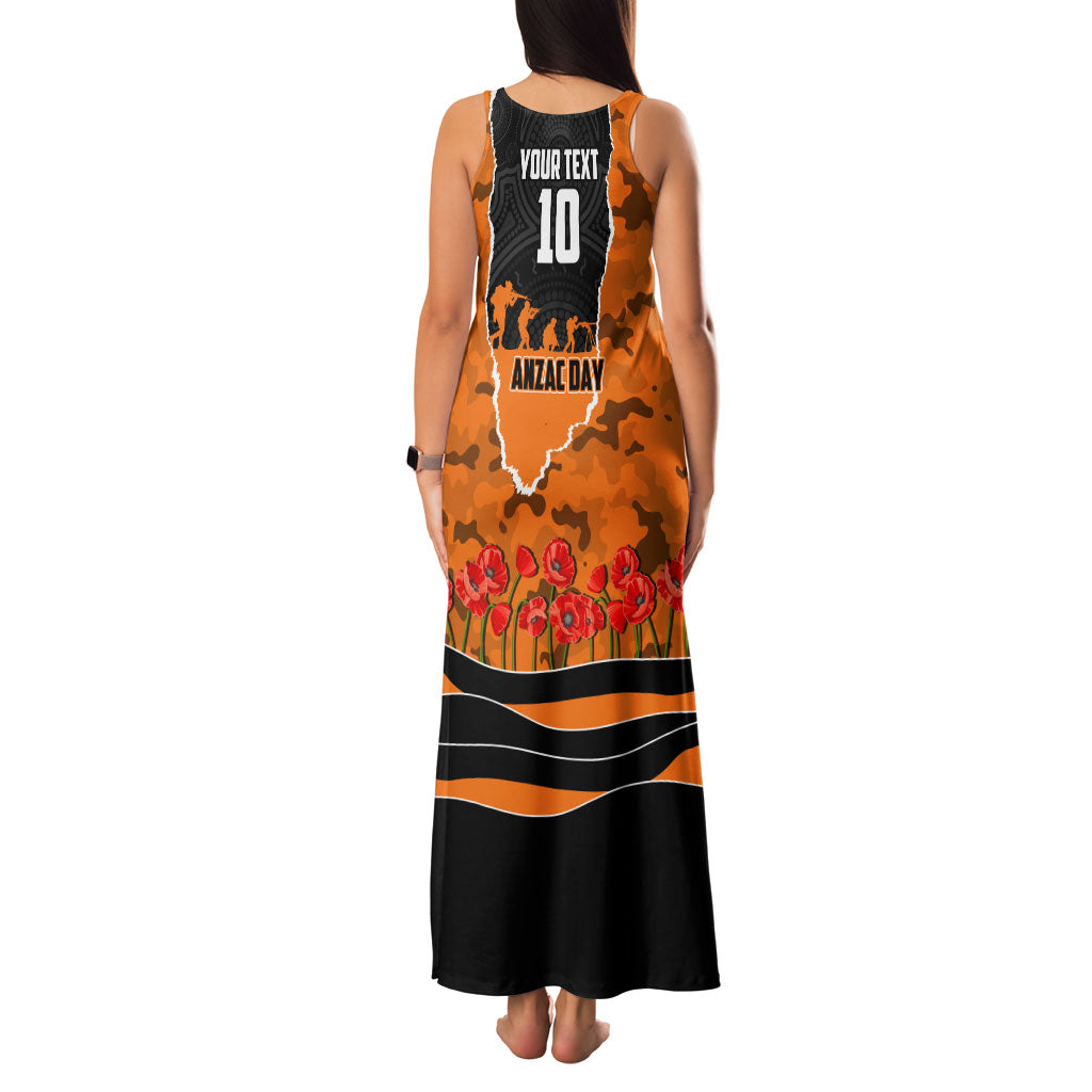 Personalized Wests Tigers ANZAC Tribute Family Matching Tank Maxi Dress and Hawaiian Shirt Poppy Field Soldier Silhouette Aboriginal Rugby Mascot