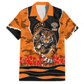 Personalized Wests Tigers ANZAC Tribute Hawaiian Shirt Poppy Field Soldier Silhouette Aboriginal Rugby Mascot