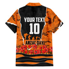 Personalized Wests Tigers ANZAC Tribute Hawaiian Shirt Poppy Field Soldier Silhouette Aboriginal Rugby Mascot
