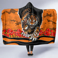 Personalized Wests Tigers ANZAC Tribute Hooded Blanket Poppy Field Soldier Silhouette Aboriginal Rugby Mascot