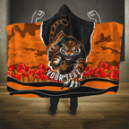 Personalized Wests Tigers ANZAC Tribute Hooded Blanket Poppy Field Soldier Silhouette Aboriginal Rugby Mascot