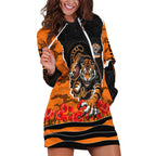 Personalized Wests Tigers ANZAC Tribute Hoodie Dress Poppy Field Soldier Silhouette Aboriginal Rugby Mascot