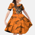 Personalized Wests Tigers ANZAC Tribute Kid Short Sleeve Dress Poppy Field Soldier Silhouette Aboriginal Rugby Mascot
