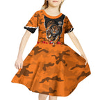 Personalized Wests Tigers ANZAC Tribute Kid Short Sleeve Dress Poppy Field Soldier Silhouette Aboriginal Rugby Mascot