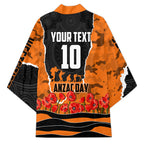 Personalized Wests Tigers ANZAC Tribute Kimono Poppy Field Soldier Silhouette Aboriginal Rugby Mascot