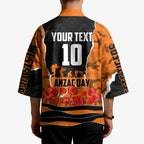 Personalized Wests Tigers ANZAC Tribute Kimono Poppy Field Soldier Silhouette Aboriginal Rugby Mascot