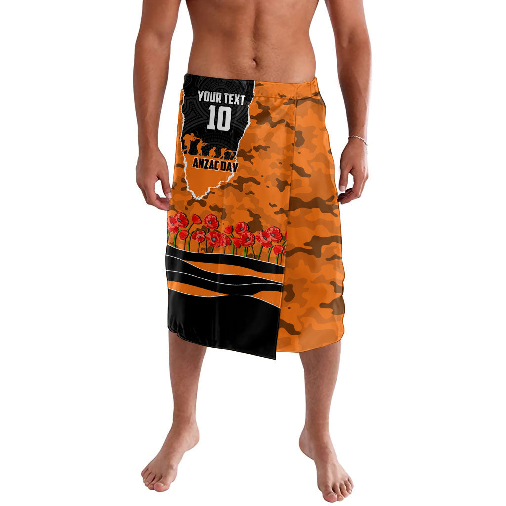 Personalized Wests Tigers ANZAC Tribute Lavalava Poppy Field Soldier Silhouette Aboriginal Rugby Mascot
