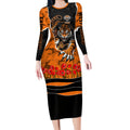 Personalized Wests Tigers ANZAC Tribute Long Sleeve Bodycon Dress Poppy Field Soldier Silhouette Aboriginal Rugby Mascot
