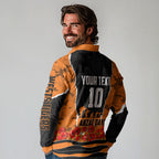Personalized Wests Tigers ANZAC Tribute Long Sleeve Polo Shirt Poppy Field Soldier Silhouette Aboriginal Rugby Mascot