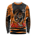 Personalized Wests Tigers ANZAC Tribute Long Sleeve Shirt Poppy Field Soldier Silhouette Aboriginal Rugby Mascot