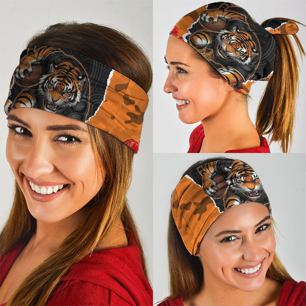 Personalized Wests Tigers ANZAC Tribute Neck Gaiter Poppy Field Soldier Silhouette Aboriginal Rugby Mascot
