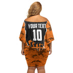 Personalized Wests Tigers ANZAC Tribute Off Shoulder Short Dress Poppy Field Soldier Silhouette Aboriginal Rugby Mascot
