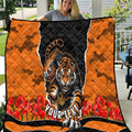 Personalized Wests Tigers ANZAC Tribute Quilt Poppy Field Soldier Silhouette Aboriginal Rugby Mascot
