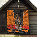 Personalized Wests Tigers ANZAC Tribute Quilt Poppy Field Soldier Silhouette Aboriginal Rugby Mascot