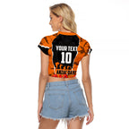 Personalized Wests Tigers ANZAC Tribute Raglan Cropped T Shirt Poppy Field Soldier Silhouette Aboriginal Rugby Mascot