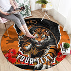 Personalized Wests Tigers ANZAC Tribute Round Carpet Poppy Field Soldier Silhouette Aboriginal Rugby Mascot