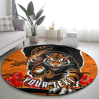 Personalized Wests Tigers ANZAC Tribute Round Carpet Poppy Field Soldier Silhouette Aboriginal Rugby Mascot