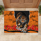 Personalized Wests Tigers ANZAC Tribute Rubber Doormat Poppy Field Soldier Silhouette Aboriginal Rugby Mascot