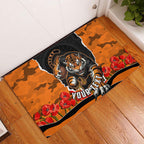 Personalized Wests Tigers ANZAC Tribute Rubber Doormat Poppy Field Soldier Silhouette Aboriginal Rugby Mascot