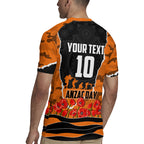 Personalized Wests Tigers ANZAC Tribute Rugby Jersey Poppy Field Soldier Silhouette Aboriginal Rugby Mascot