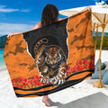 Personalized Wests Tigers ANZAC Tribute Sarong Poppy Field Soldier Silhouette Aboriginal Rugby Mascot
