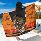 Personalized Wests Tigers ANZAC Tribute Sarong Poppy Field Soldier Silhouette Aboriginal Rugby Mascot