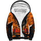 Personalized Wests Tigers ANZAC Tribute Sherpa Hoodie Poppy Field Soldier Silhouette Aboriginal Rugby Mascot