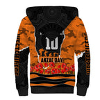 Personalized Wests Tigers ANZAC Tribute Sherpa Hoodie Poppy Field Soldier Silhouette Aboriginal Rugby Mascot
