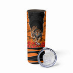 Personalized Wests Tigers ANZAC Tribute Skinny Tumbler Poppy Field Soldier Silhouette Aboriginal Rugby Mascot