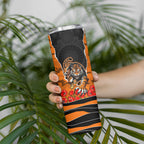 Personalized Wests Tigers ANZAC Tribute Skinny Tumbler Poppy Field Soldier Silhouette Aboriginal Rugby Mascot